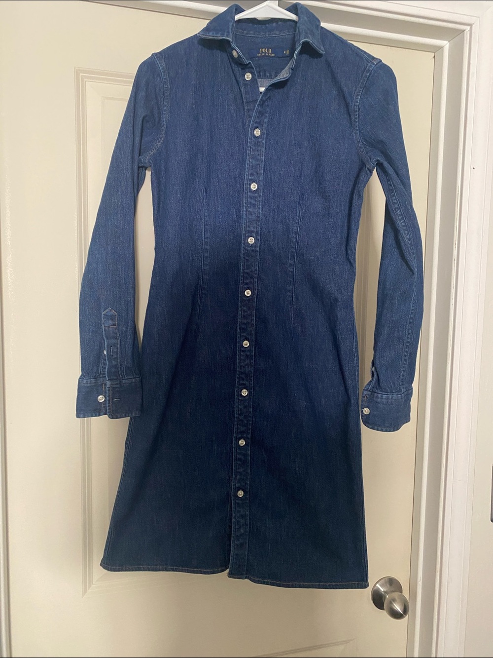 Polo by Ralph Lauren Dark Blue Denim Button-Front Shirt Dress size 4